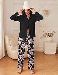 Ekouaer Women's Pajamas Sets Button Down Long