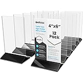 BARsics 4x6 Sturdy Table Tent Menu Holder, Commercial 2-Sided Acrylic Sign Holder (12-Pack)