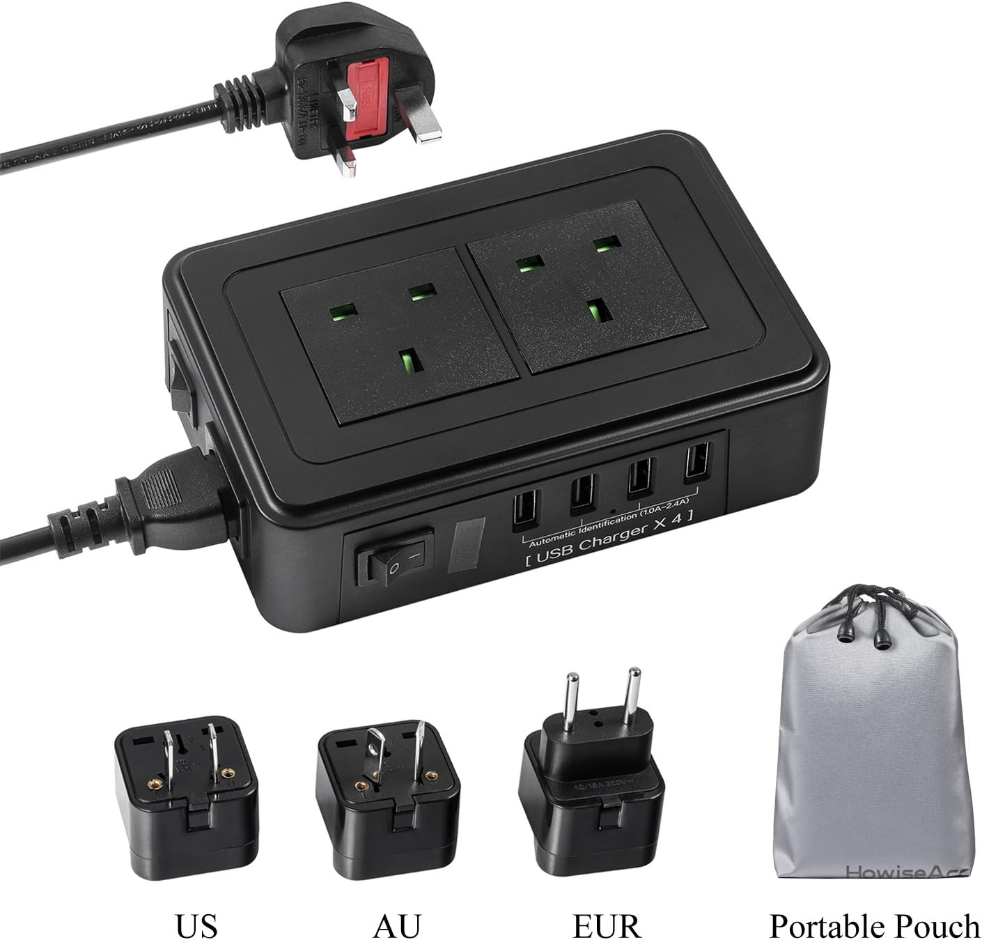 HowiseAcc USB Travel Power Strip Surge Protector 4 USB Amazon.co.uk