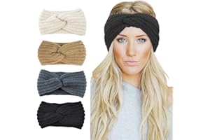 Womens Winter Knitted Headband - Soft Crochet Bow Twist Hair Band Turban Headwrap Hat Cap Ear Warmer