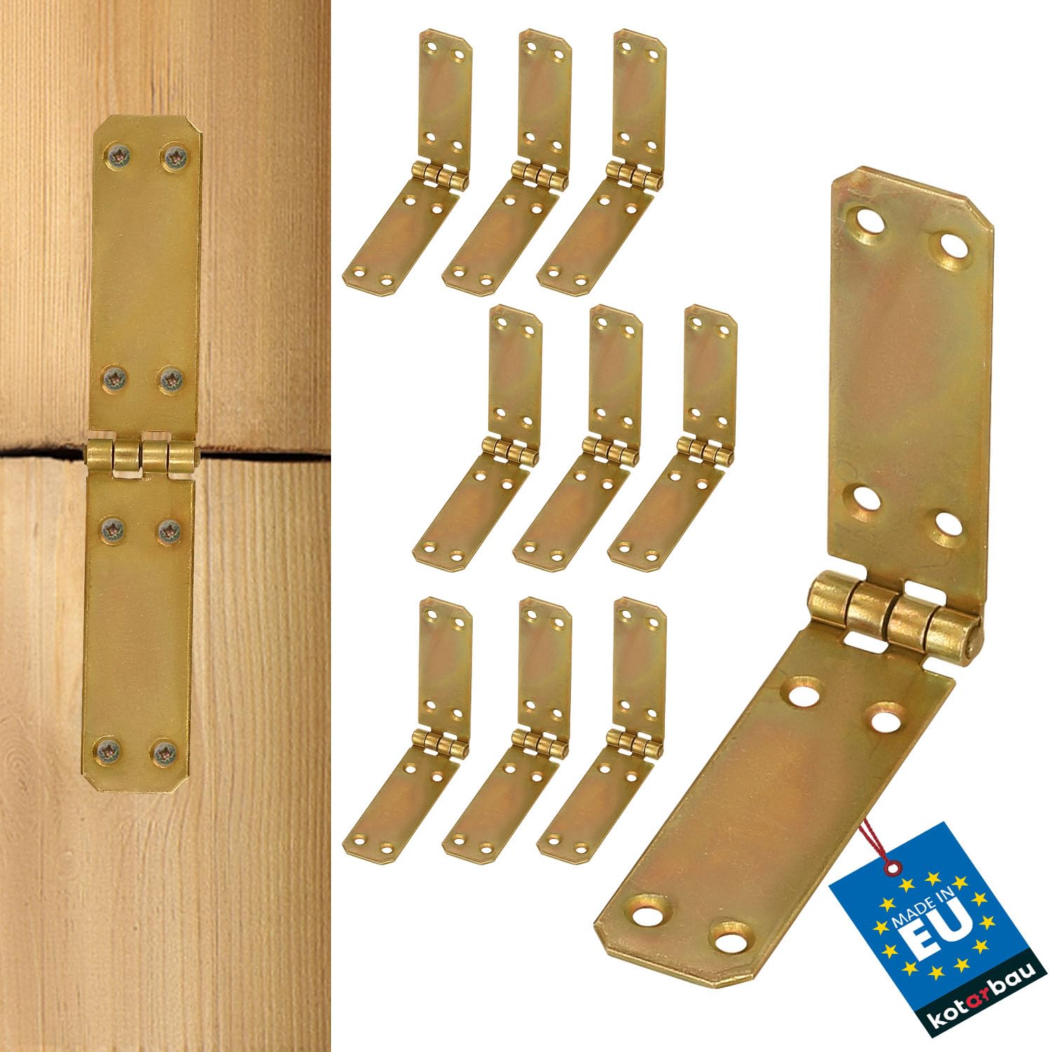 KOTARBAU Box Hinge 150 x 25 mm Pack of 10 Rolled Table Hinges Furniture Hinges Galvanised Door Hinge Box Hinge Cabinet Hinges