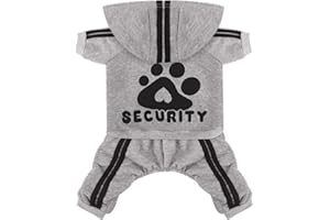 Otunrues Dog Hoodie Security Clothes 4 Legs Jumpsuit Sweatshirt Hoodies Soft & Warm Dog Outfit Pullover Dog Winter Clothes Sweater for Small Medium Large Dogs Cats (Gray, Small)