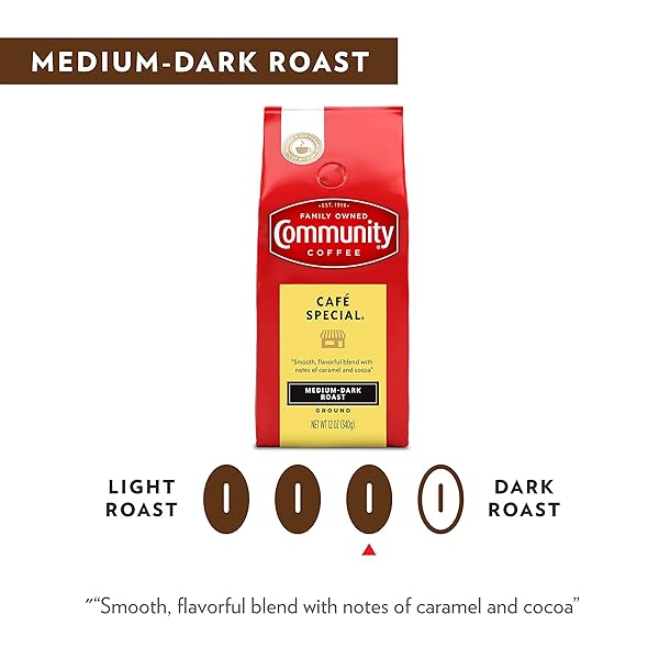 COMMUNITY COFFEE CAFÉ SPECIAL BLEND, GROUND COFFEE, MEDIUM DARK ROAST, 12 OUNCE BAG (PACK OF 1)