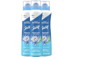 Secret Dry Spray Antiperspirant Deodorant for Women, 48hr Weightless Sweat & Odor Protection, Gentle on Skin, Waterlily & Argan Oil Scent, 4.1 oz (Pack of 3)
