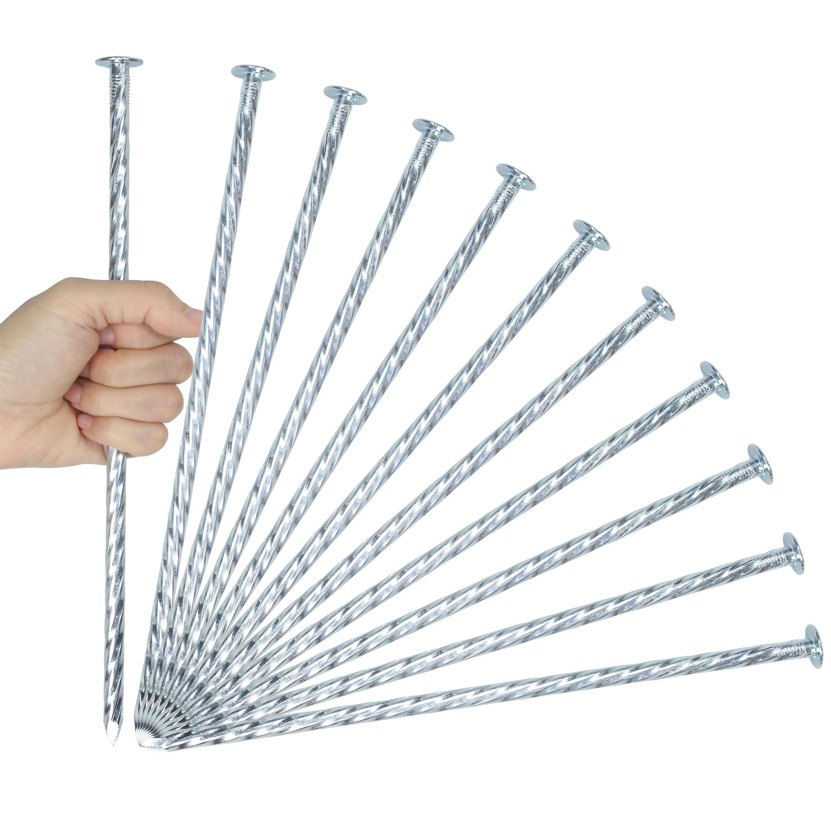 Photo 1 of 10 Inch Landscape Stakes Galvanized Metal Landscape Edging Anchoring Spikes Stakes, Camping Stakes Tent Pegs for Artificial Turf, Paver Edging, Weed Barrier, House Construction, Carpentry (50)