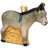 Old World Christmas Donkey Glass Blown Ornament for Christmas Tree, Handcrafted Holiday Decoration, Farm Animal Collection