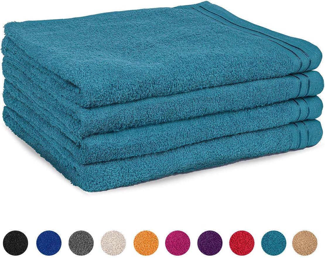 Lions Bath Towels Set of 4 Bathroom Large Sheets, 100 Cotton, 500