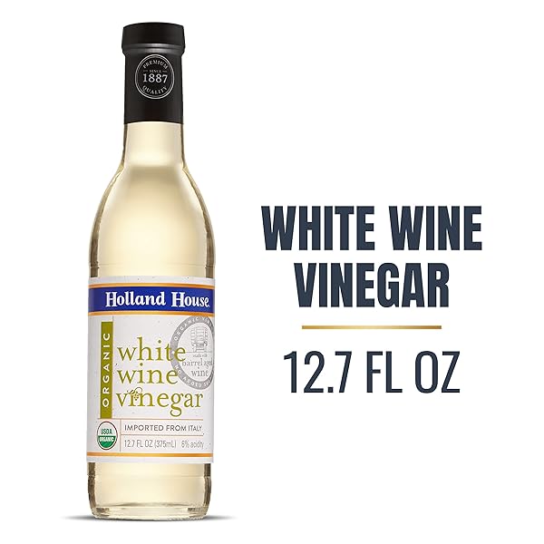 HOLLAND HOUSE ORGANIC WHITE WINE VINEGAR, IDEAL FOR A MARINADE, VINAIGRETTE AND FOR COOKING, 12 FL OZ