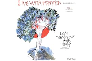 Live with Intention | 2024 12 x 24 Inch Monthly Square Wall Calendar | Brush Dance | Art Paintings Inspiration Motivation