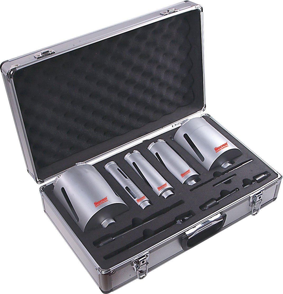 Starrett Diamond Dri-Core Drills Kit, 5-Piece BMKIT1 Dry Cutting Hole Saw Cutter Kit with Arbors Set