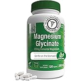 Magnesium Glycinate - Muscle, Nerves, Relaxation & Sleep Supplement | 200mg Elemental Magnesium Fully Reacted Chelated | Gent