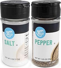 Marca Amazon – Happy Belly Salt and Pepper (4 onzas de sal y 1.25 onzas de pimienta), juego de 2 piezas, negro