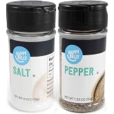 Amazon Brand - Happy Belly Salt and Pepper (4 Oz Salt and 1.25 Oz Pepper), 2 Piece Set, Black