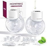 MOMPINKE Wearable Breast Pump S12, Electric DoublePump Hands-Free Breastfeeding Pump, 12 Adjustable Suction Levels, Portable Low Noise Hospital-Grade Breast Pump with Carrying Bag, 24mm, 2 Pack, White