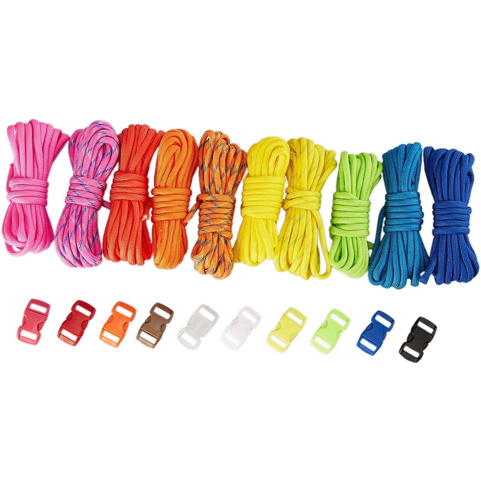Photo 1 of Juvale Paracord Rope with Buckles for Crafts (10 Colors, 20 Pieces) - Parachute Cord - Rope Craft