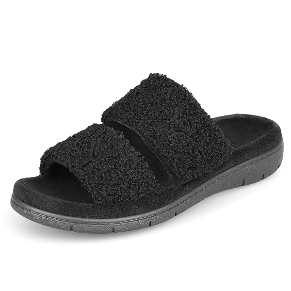 GARONNE WOMEN’S OPEN-TOE SLIPPERS WITH HIDDEN HOOK-AND-LOOP AND...