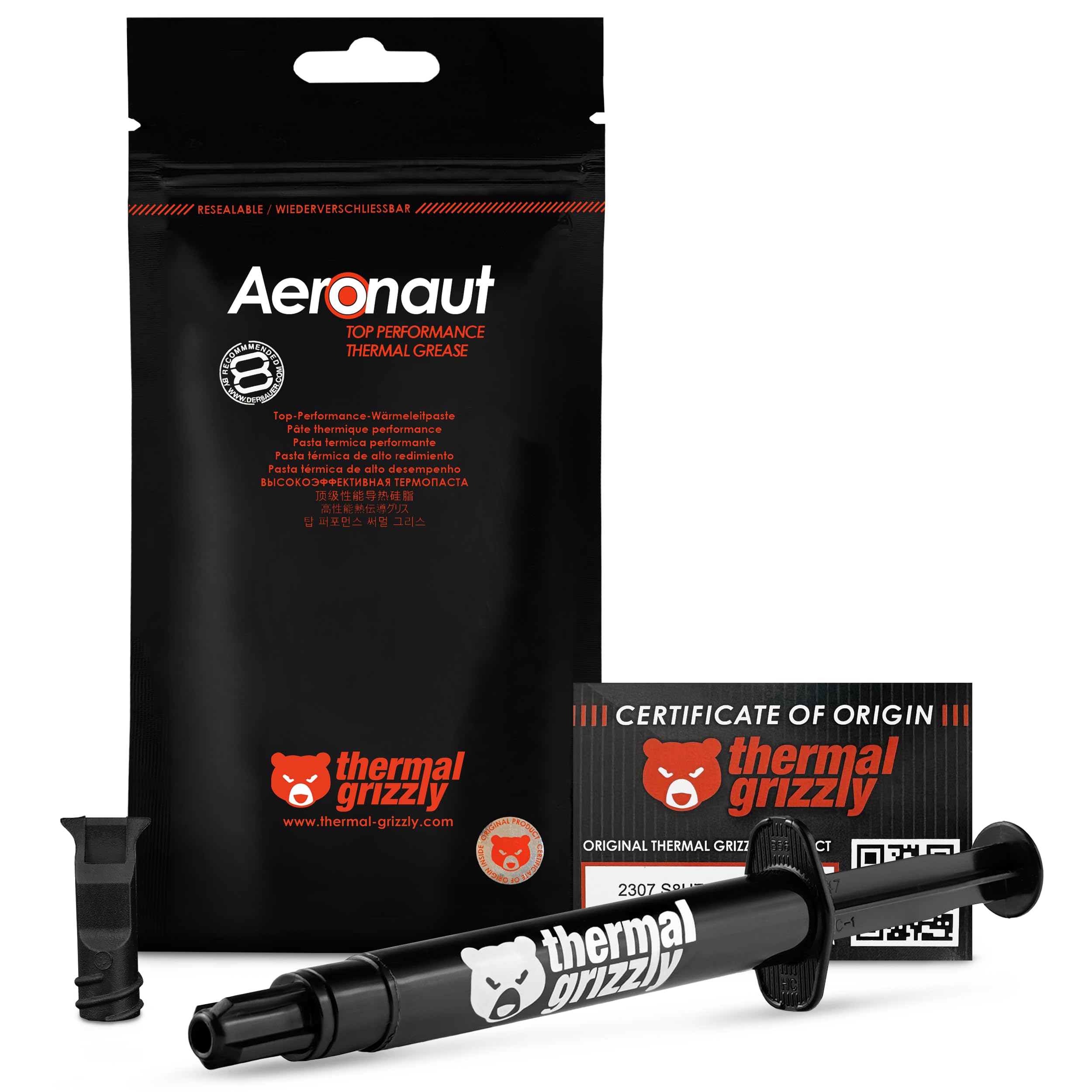 Thermal Grizzly - Aeronaut - 3.9 Gram/1.5 ml - High Performance Thermal Paste - Ideal Entry Level Thermal Grease - Compatible with Most Cooling Solutions CPU/GPU/PS4/PS5/Xbox