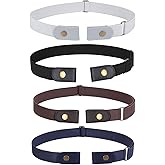 WERFORU 4 Pack No Buckle Invisible Stretch Belt Buckle-Free Elastic Belt for Women and Men