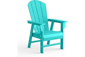 Costaelm Outdoor Adirondack Chairs, HDPE Patio Balcony Chairs, Portside Seashell Nautical Curveback Adirondack Chair and Fire Pit Chairs, Turquoise