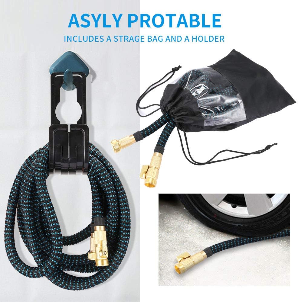 EASYHOSE 50ft Expandable Water Garden Hose, Expanding Flexible Hose with Strength Stretch Fabric with Brass Connectors - 9 Way Spray Nozzle +12 Months Warranty : Garden & Outdoor
