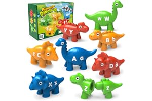 EDUMOTESO Learning Toys for 2 3 4 Year Old, 26PCS Dinosaur Alphabet Learning Toys with Uppercase and Lowercase,Preschool Activities Montessori Fine Motor Toys for Toddlers Kids Age 18M+ Boys Girls Gift