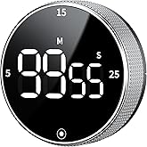 Seniny Digital Kitchen Timer, Magnetic Visual Timer with Large LED Display | 5/15/25 Min Presets, Countdown Count Up Timer, 3 Volume Levels, Strong Magnetic Back, Portable for Cooking, Study, Workout