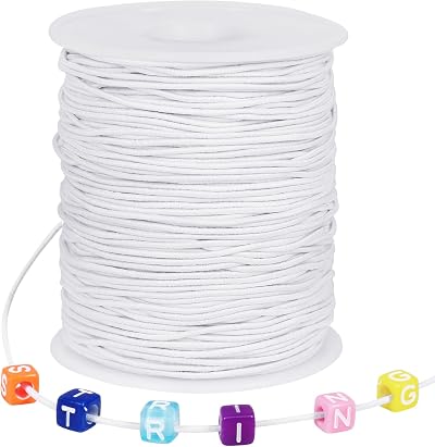 Tenn Well 1mm x 100m Elastic String White Beading Cord Jewelry Making