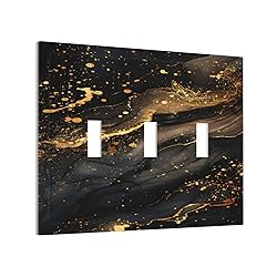 OILbiexn Light Switch Cover Black Gold Abstract