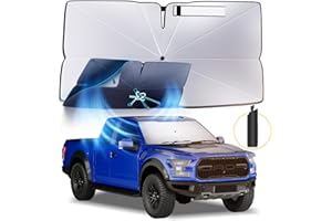 HIMUMOY Windshield Sun Shade Umbrella: for Ford-F150 2015-2025 2023 2024 - Front Car Window Shades - Double Thickened Foldable Automotive Sunshades Block UV Keep Cool