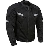 Milwaukee Leather MPM1792 Men's Black CE Armored Textile Motorcycle Jacket- All Season Biker Jacket