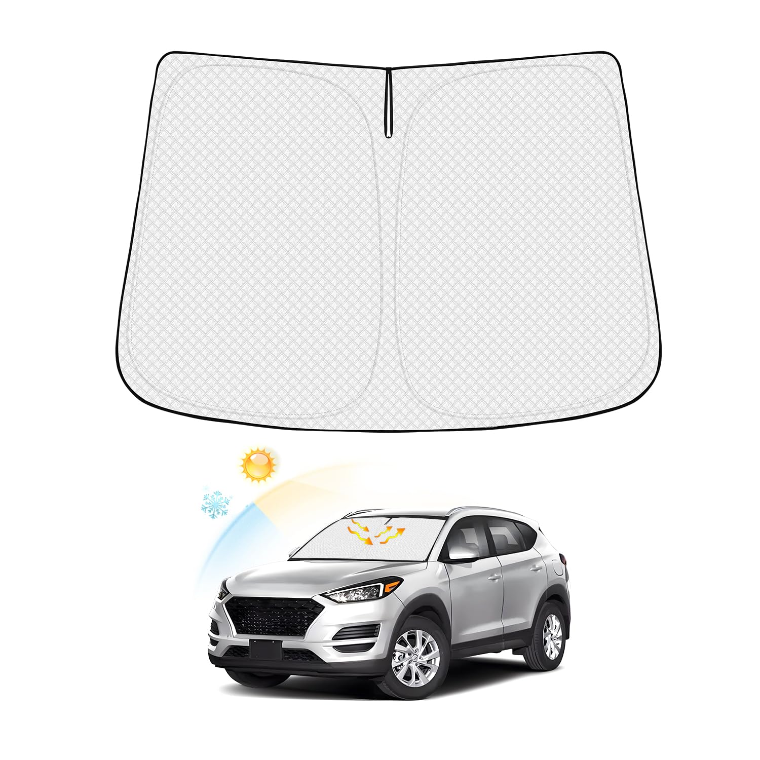 Photo 1 of Canvcle Windshield Sun Shade for Hyundai Tucson 2016-2021 Thicken 6-Layer Front Window Sunshade Cover Sun Visor Shield Protector Block UV Rays Keep Vehicle Cool
