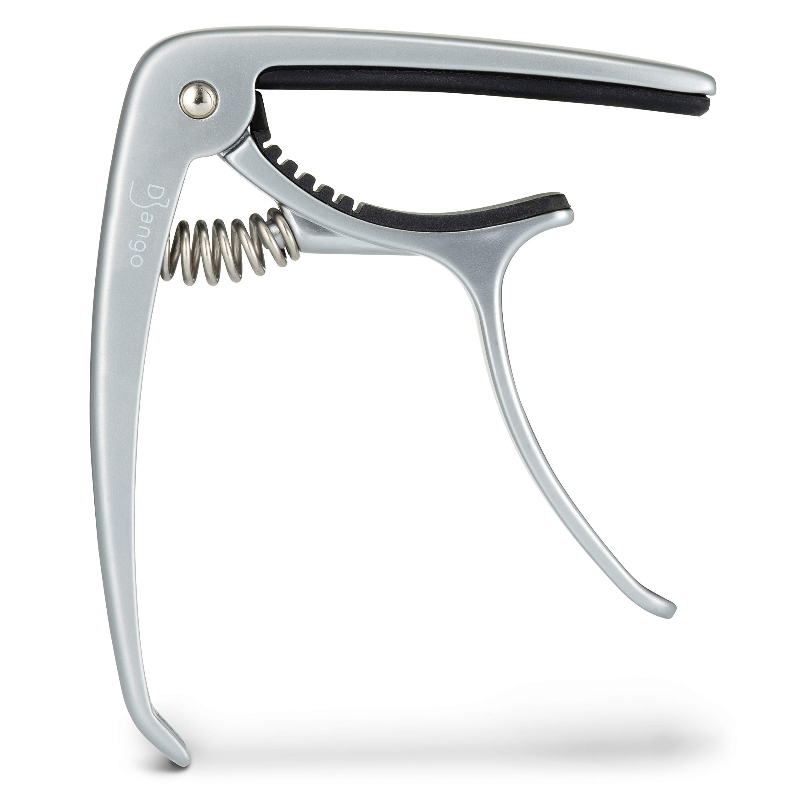 Django Guitar Capo | for Acoustic, Electric, Ukulele & Classical Guitars | Silver | Includes Peg Puller for Changing Strings | Easy To Use Quick-Release | Extra Padding for Neck Protection