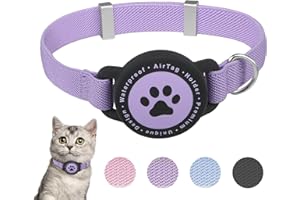 FURRIGO Airtag Cat Collar, Stretchy Kitten Collar with Apple Air Tag Holder, Lightweight and Comfortable, Ultra Elastic GPS Cat Collars for Cats Kittens and Puppies, 7.5-12.5 Inch