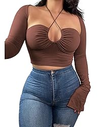 KERPELLY Women's Sexy Halter Criss Cross Tie Up