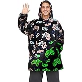 REXEO Wearable Blanket Hoodie Fleece Sweatshirt Blanket Gamer Gifts for Men Boyfriend Dad Flannel Hooded Blanket with Pocket and Sleeves for Adult