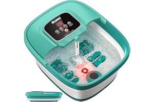 HOSPAN Collapsible Foot Spa with Heat, Bubble, Red Light, and Temperature Control, Foot Bath Massager with 8 Shiatsu Massage Rollers, Pedicure Foot Spa for Relaxation - FS01A