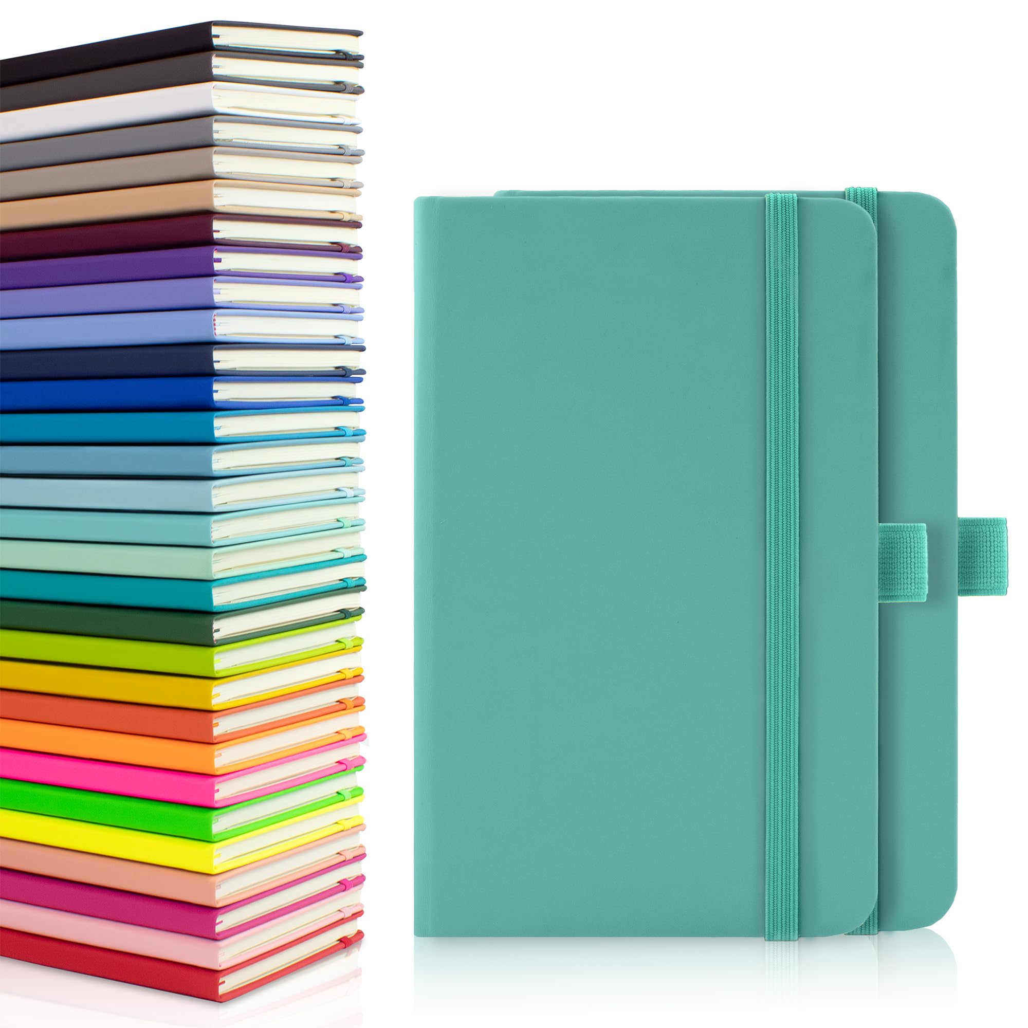 Notes London 2 x A6 Notebooks, Double Pack with Lined Pages, Pen Loop and Expandable Paper Pocket Hardback Medium Journal New Notepad Note Book Notes Diary Pad (Pastel Teal) — image 1