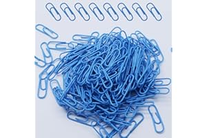Seimneire 200 Pack Blue Metal Paper Clips, 1.1 Inch / 28mm Vinyl Coated, Decorative Clamps for Office, School & Home