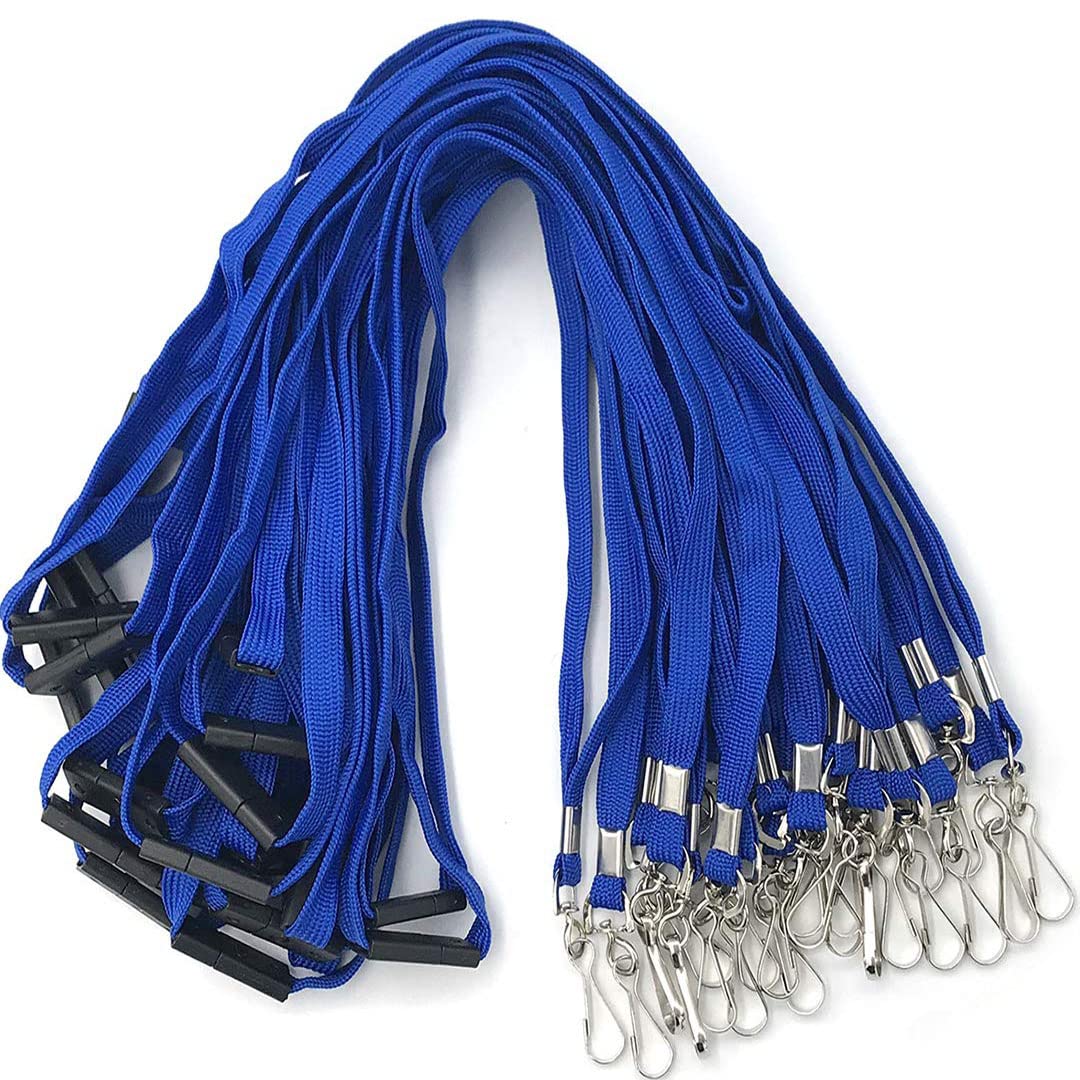Bird Fiy 50 PCS Lanyards Blue Lanyards Neck Flat Premium Breakaway Badge Lanyard with J-Hook for ID Nametag Badge Holder
