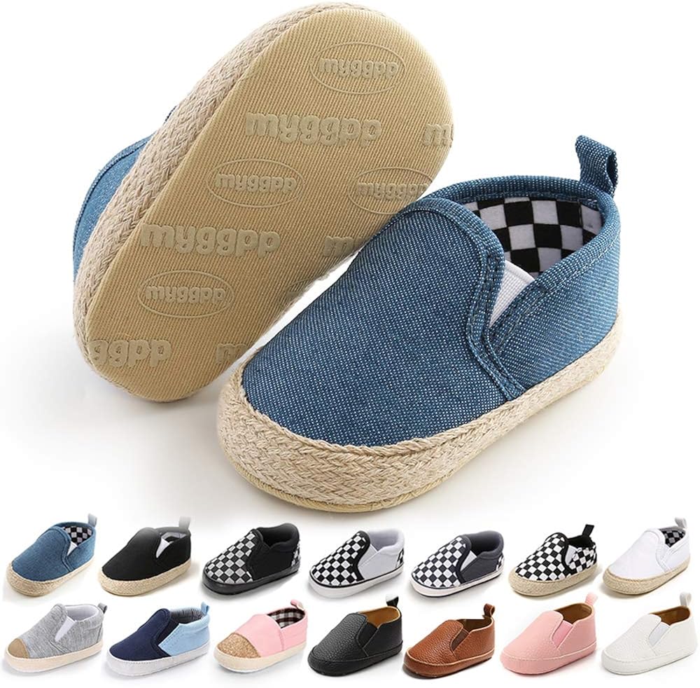  | Meckior Infant Baby Girls Boys Canvas Shoes Soft Sole Toddler Slip On Newborn Crib Moccasins Casual Sneaker Austin Boy's Flat Lazy Loafers First Walkers Skate Shoe | Sneakers