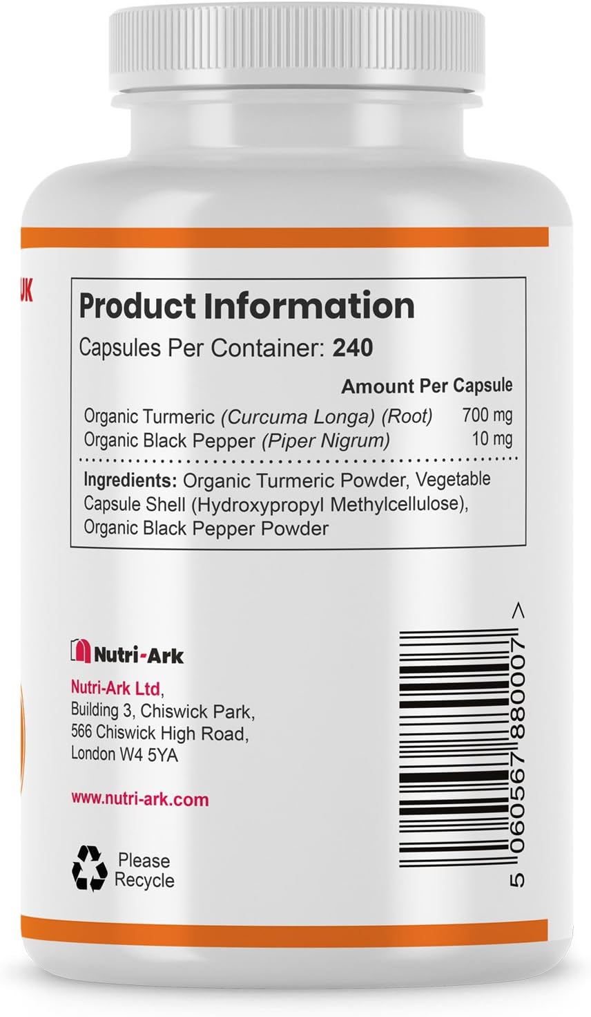 Organic Turmeric and Black Pepper Capsules 700 mg, High Strength Tumeric Supplement - Image 3