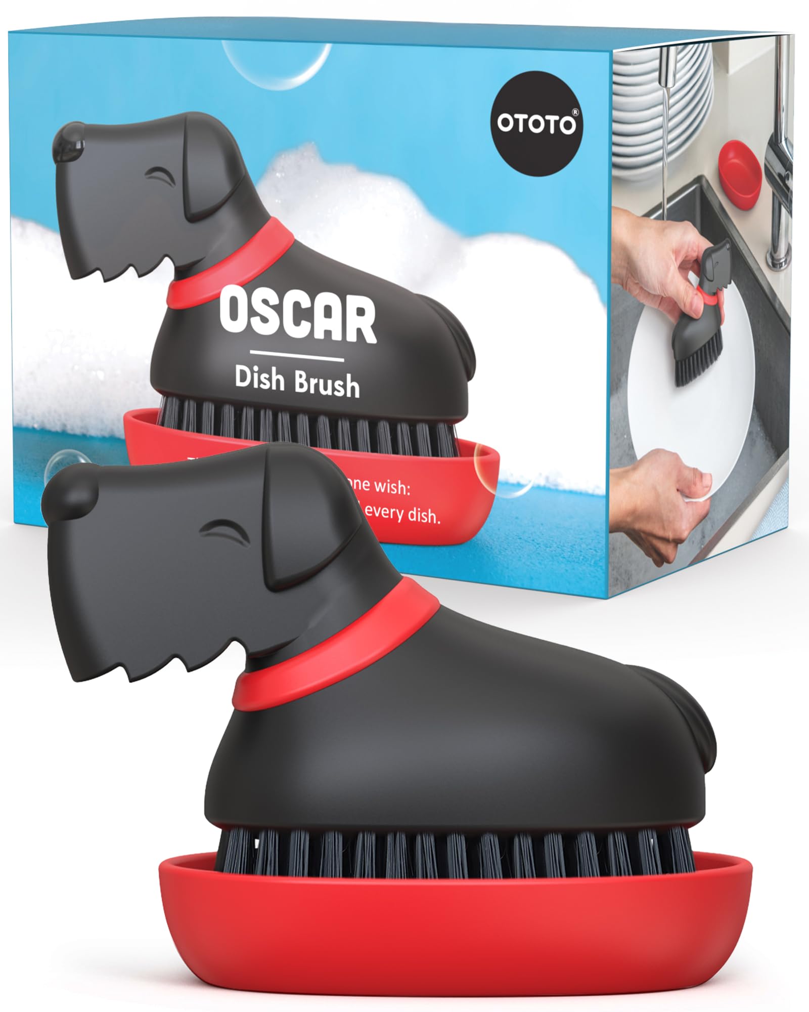 Photo 1 of (New) OTOTO Oscar Dog Dish Brush - Dog Gifts, Daschund, Wiener Dog, Dish Scrub Brush, Dish Scrubber, Kitchen Vegetable Scrub Brush Palm Brush, White Elephant Gifts, Cute Kitchen Gadgets
