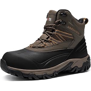 URDAR Work Boots For Men Composite Toe Safety Boots Safety Shoes Brown | Antistatic,AntiSmashing,Puncture Resistant,Non-Slip,