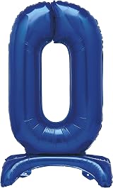 Unique Blue Standing Number 0 Foil Balloon 30 Inches Packaged