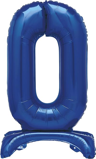 Unique Blue Standing Number 0 Foil Balloon 30 Inches Packaged