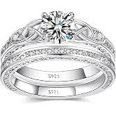 Yaresul Vintage Celtic Knot Women's Engagement Ring Sets Size 5-9 | 925 Sterling Silver/14K Gold Plated Stackable Wedding Bands Rings Cubic Zirconia Women Bridal Sets Wedding Ring Band