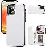JOYAKI Wallet Case Compatible with iPhone 12 Pro/12,Slim Protective case with Card Holder,PU Leather Kickstand Card Slots Case with a Screen Protective Glass for iPhone 12pro/12(6.1")-White