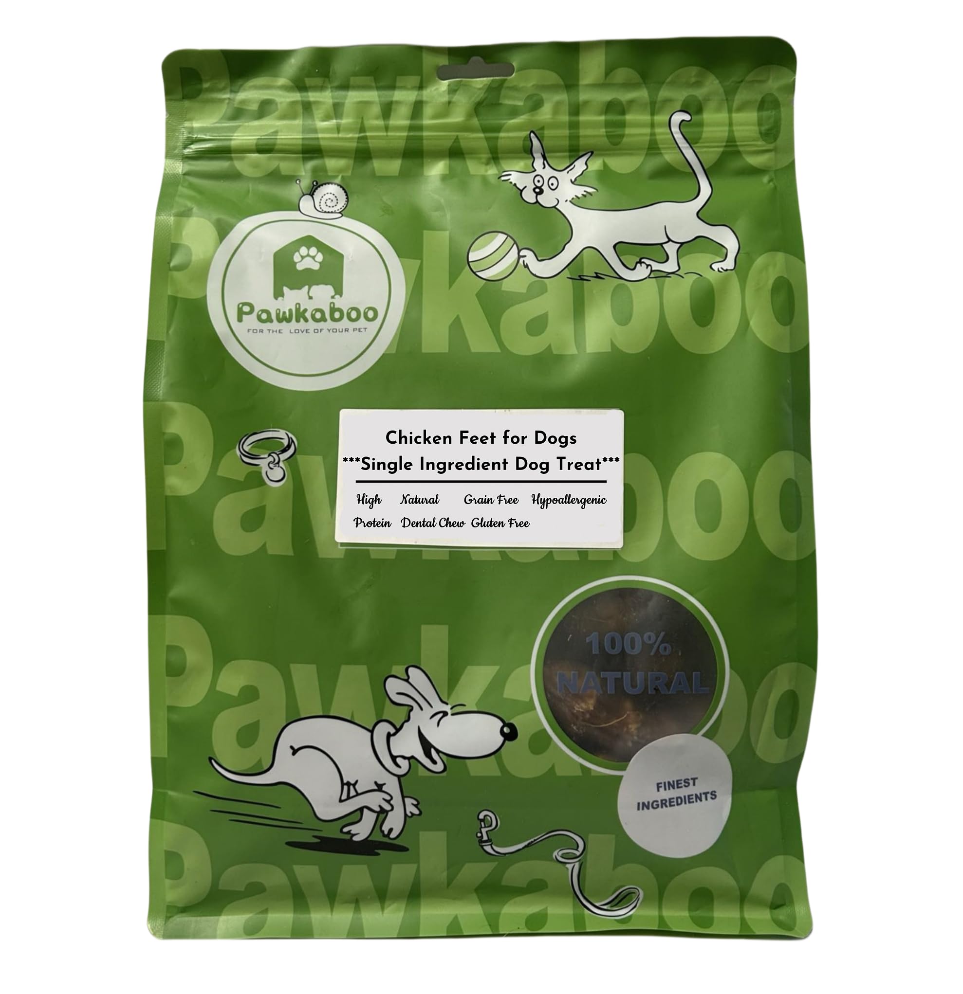 Pawkaboo® Natural Dog Treat 1kg Chicken Feet (50-60 feet) for dogs Single Ingredient Natural Healthy Dog Crunchy Chew