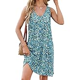 Womens Summer Sleeveless Dresses V Neck Loose Fit Floral Casual Basic Sundresses 2025 Print Boho Beach Tank Dress with Pocket