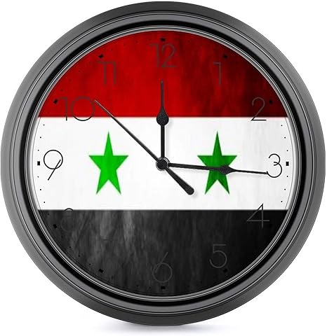 Amazon シリアの旗のベクトルの背景のグランジイラスト ヨーロピアンスタイルの掛け時計サイレント非カチカチ丸時計 ホームオフィス学校の装飾dia24 4cm 置き時計 掛け時計 オンライン通販
